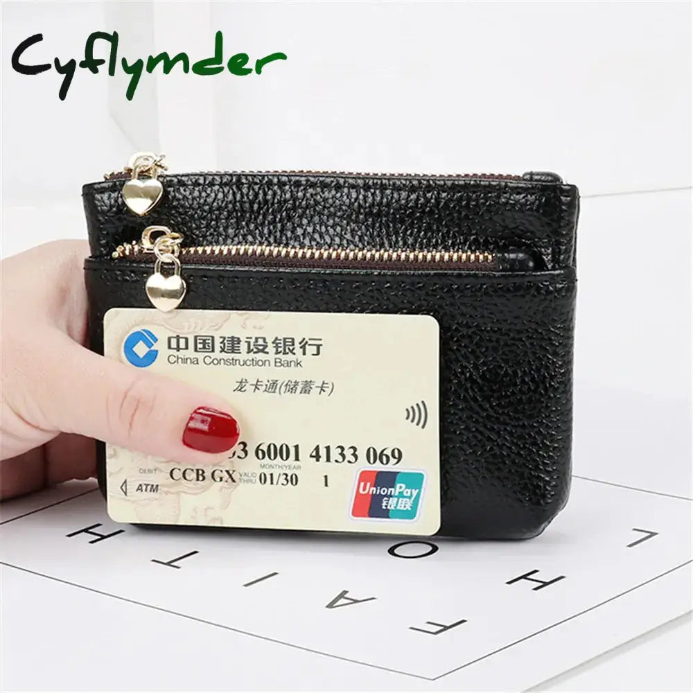 Cyflymder Fashion Lychee Pattern Pu Leather Coin Purse Mini Change Purses Women’s Wallets Card