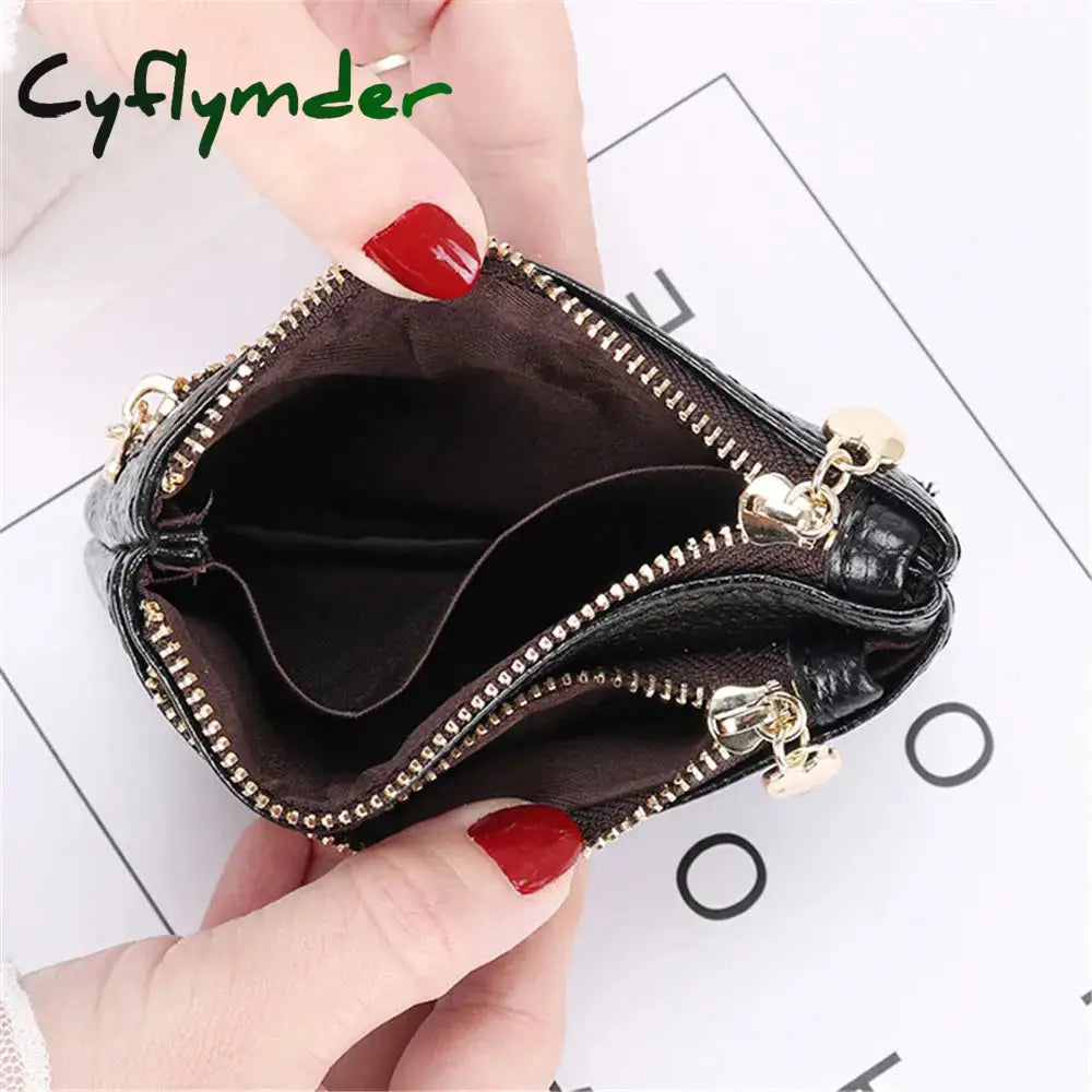 Cyflymder Fashion Lychee Pattern Pu Leather Coin Purse Mini Change Purses Women’s Wallets Card