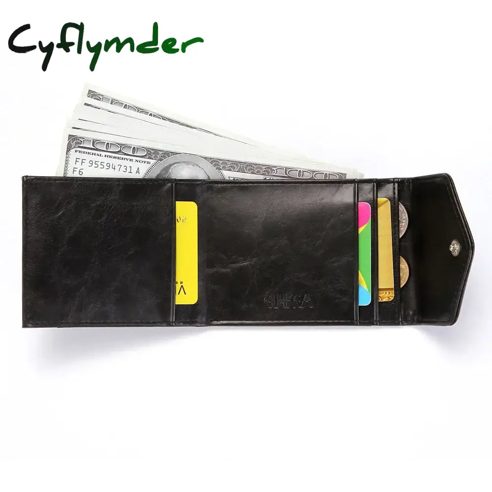 Cyflymder Fashion Male Wallet Women Men Mini Ultrathin Leather Slim Coins Purse Credit Id & Card