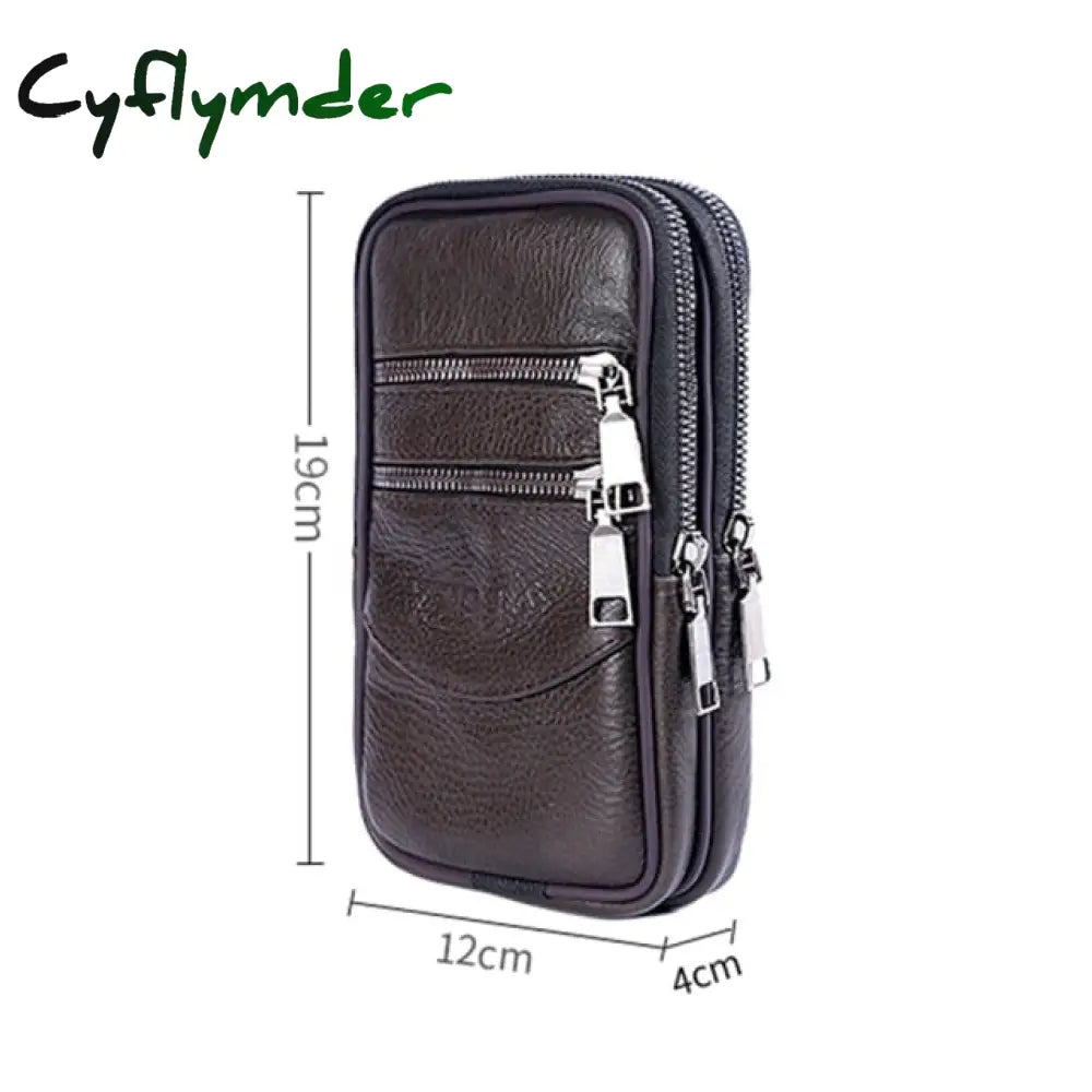 Cyflymder Fashion Men Multi-Function Pu Leather Fanny Waist Bag Casual Mobile Phone Purse Pocket