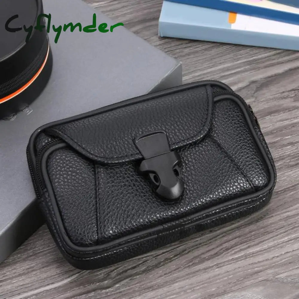 Cyflymder Fashion Men Multi-Function Pu Leather Fanny Waist Bag Casual Mobile Phone Purse Pocket