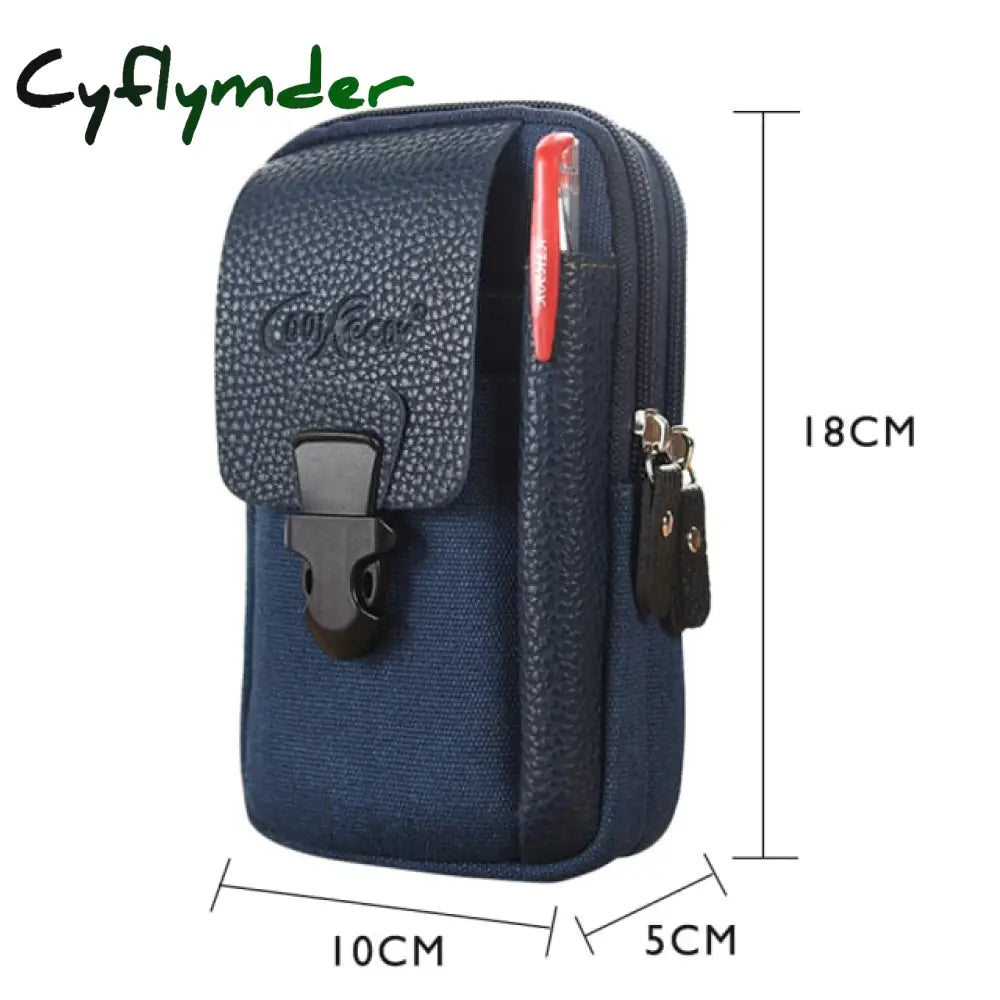 Cyflymder Fashion Men Multi-Function Pu Leather Fanny Waist Bag Casual Mobile Phone Purse Pocket