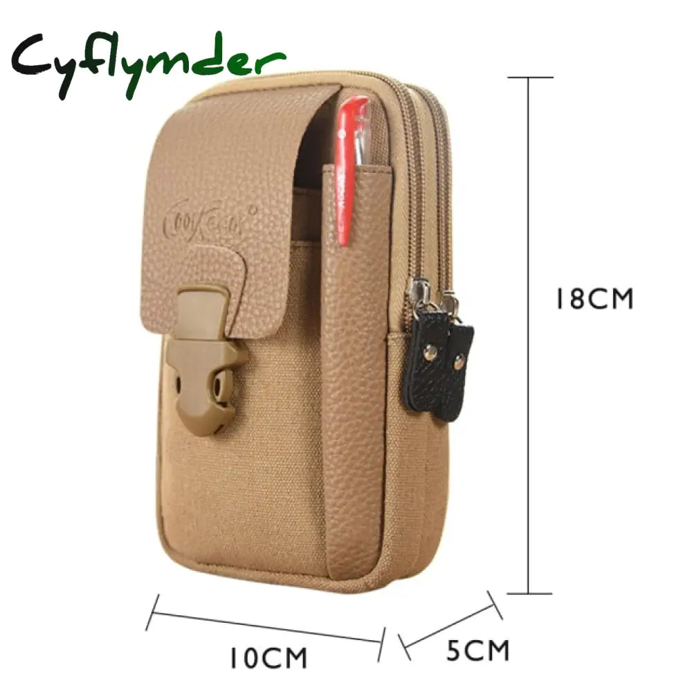 Cyflymder Fashion Men Multi-Function Pu Leather Fanny Waist Bag Casual Mobile Phone Purse Pocket