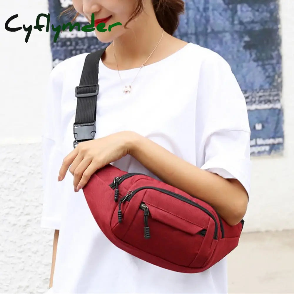 Cyflymder Fashion Men Women Waist Bag Casual Fanny Pack Purse Large Phone Belt Pouch Canvas Outdoor