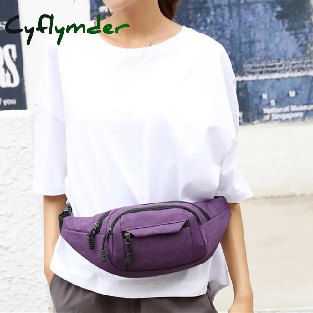 Cyflymder Fashion Men Women Waist Bag Casual Fanny Pack Purse Large Phone Belt Pouch Canvas Outdoor