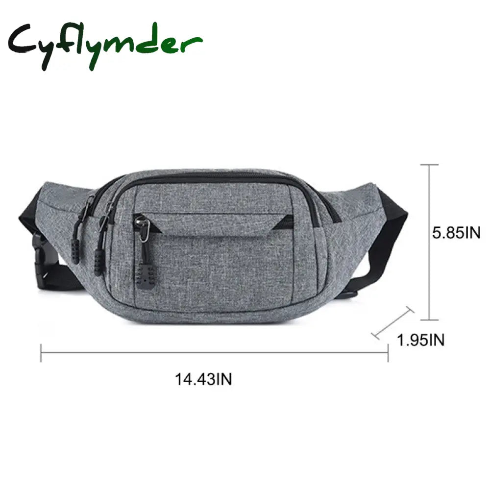 Cyflymder Fashion Men Women Waist Bag Casual Fanny Pack Purse Large Phone Belt Pouch Canvas Outdoor