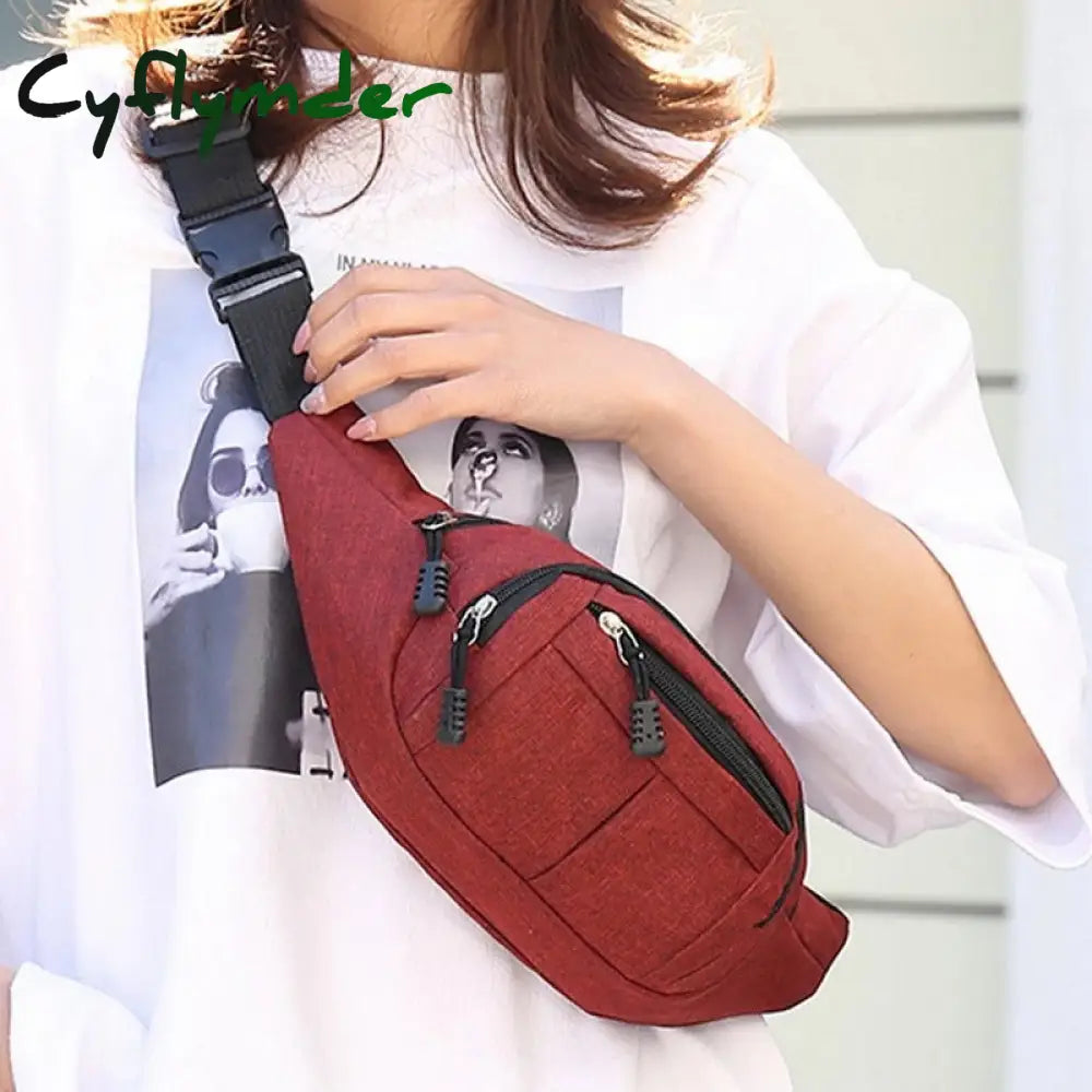 Cyflymder Fashion Men Women Waist Bag Casual Fanny Pack Purse Large Phone Belt Pouch Canvas Outdoor