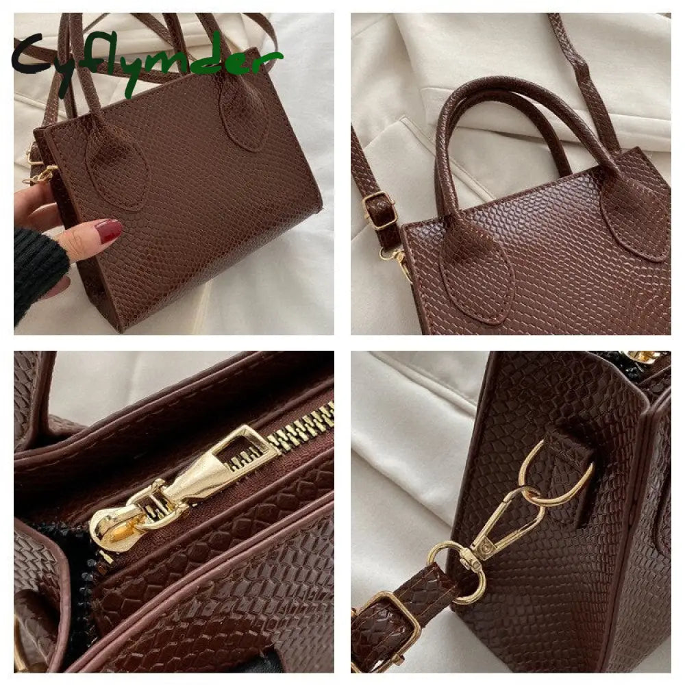 Cyflymder Fashion Mini Square Bag New Vintage Handbag Literary Crowds Shoulder Messenger Pu Leather