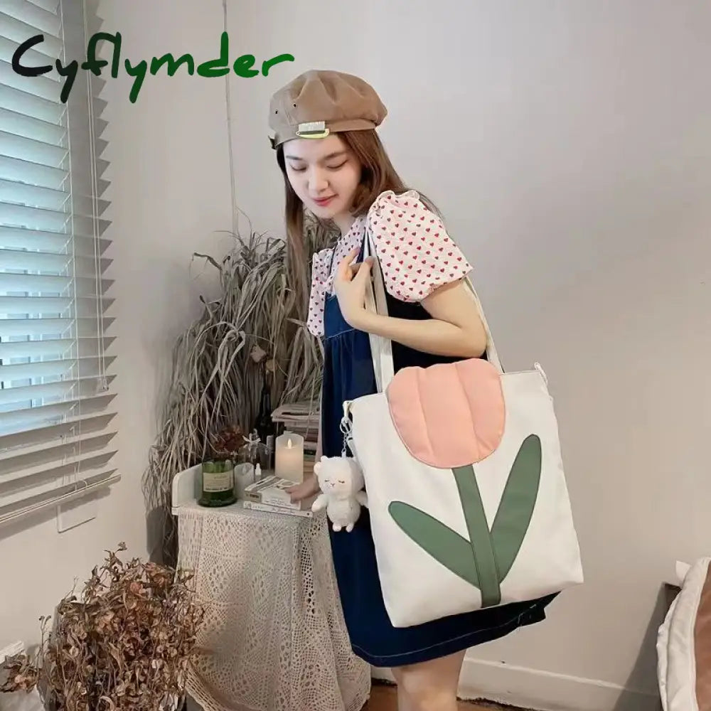 Cyflymder Fashion New Large Capacity Soft Tulip Bags Shoulder Bag Women Tote Creative Designer Lady