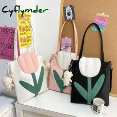 Cyflymder Fashion New Large Capacity Soft Tulip Bags Shoulder Bag Women Tote Creative Designer Lady