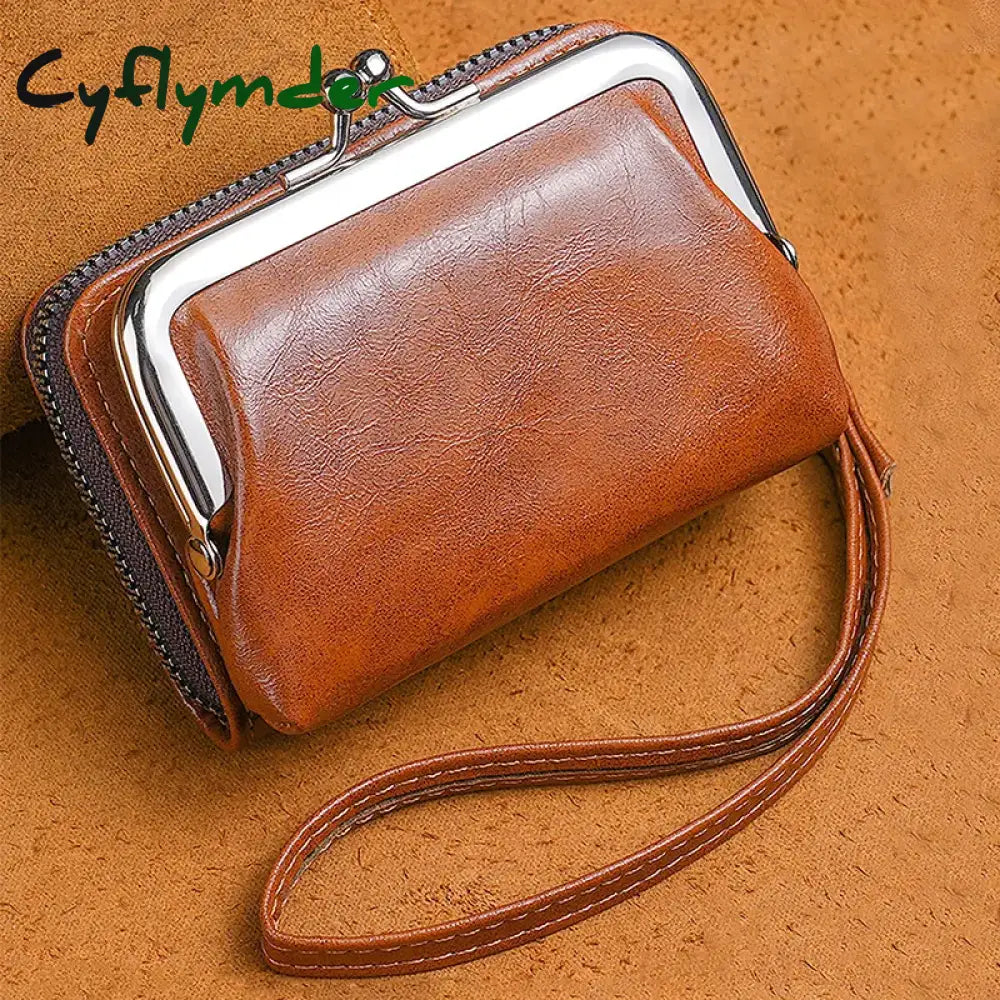 Cyflymder Fashion Niche Retro Organ Short Card Bag With Wrist Strap Style Multifunctional Women’s