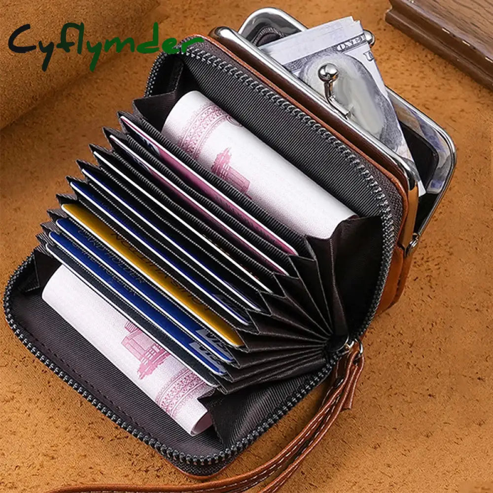 Cyflymder Fashion Niche Retro Organ Short Card Bag With Wrist Strap Style Multifunctional Women’s