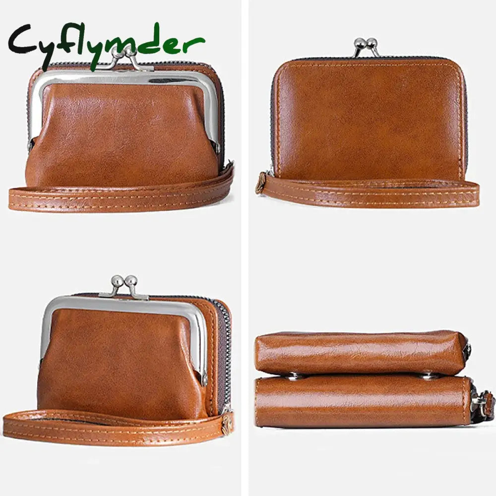 Cyflymder Fashion Niche Retro Organ Short Card Bag With Wrist Strap Style Multifunctional Women’s