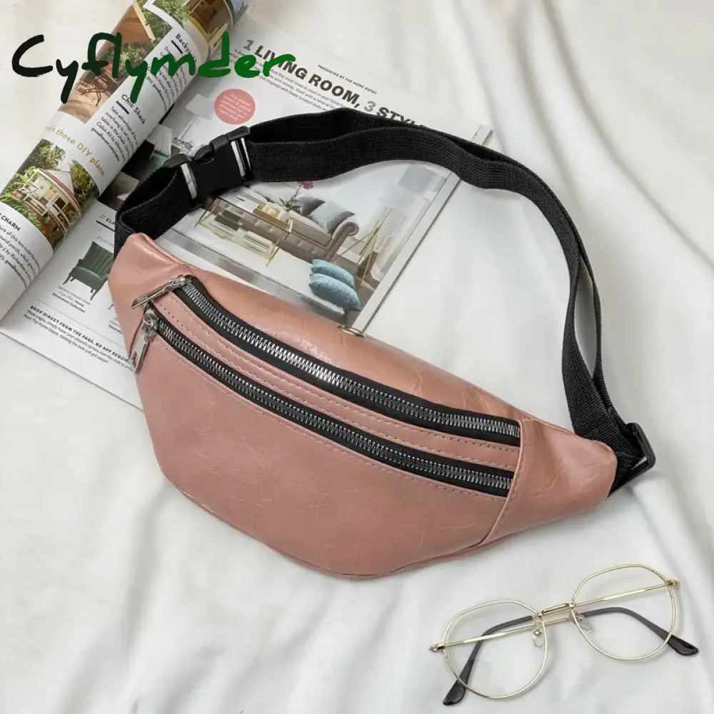 Cyflymder Fashion Outdoor Waist Bum Bag Genuine Leather Running Belt Pouch Zip Fanny Pack Chest