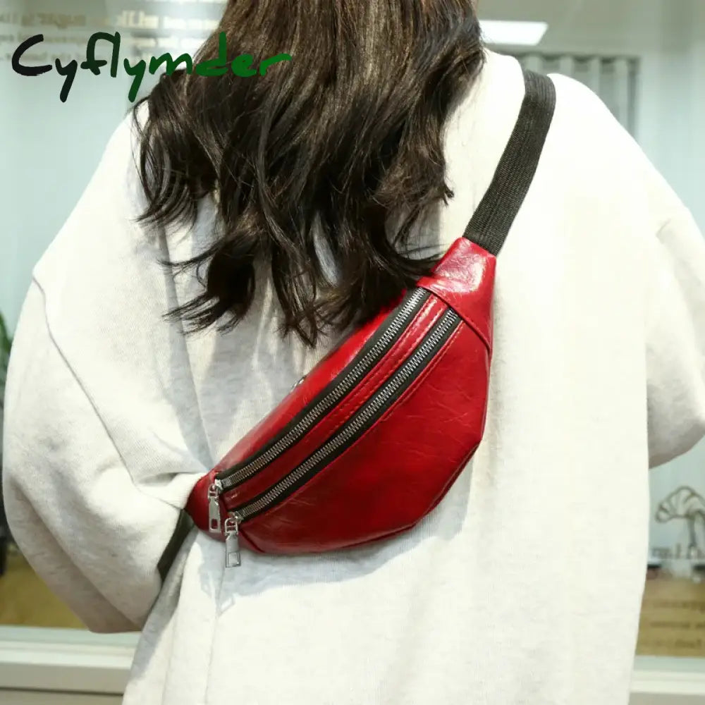 Cyflymder Fashion Outdoor Waist Bum Bag Genuine Leather Running Belt Pouch Zip Fanny Pack Chest