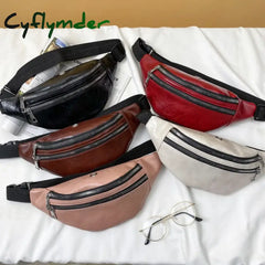 Cyflymder Fashion Outdoor Waist Bum Bag Genuine Leather Running Belt Pouch Zip Fanny Pack Chest