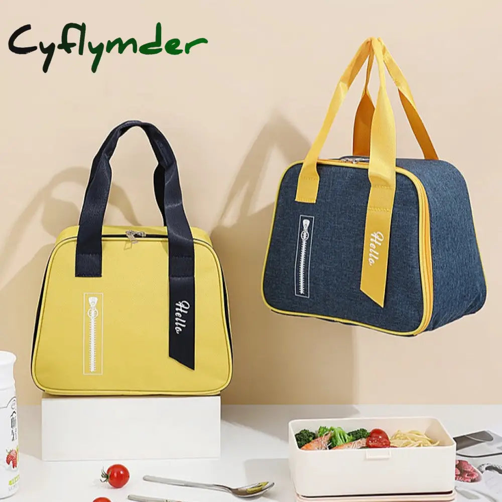 Cyflymder Fashion Oxford Cloth Insulated Lunch Bag Portable Thermal Bento Boxes Cooler Bags Food