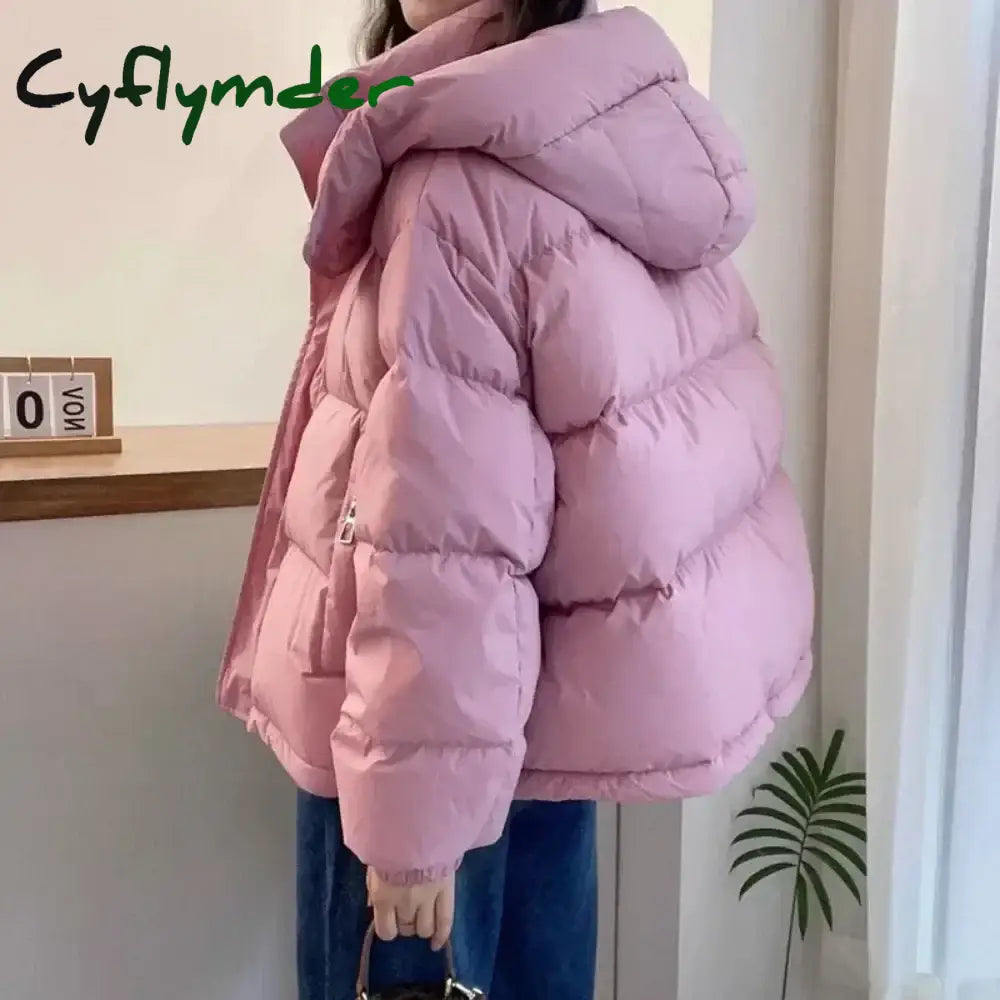 Cyflymder Fashion Parkas Jacket Women’s Korean New Autumn Winter Loose Hooded Thicken Warm Down Cotton Padded Short