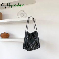 Cyflymder Fashion Patent Leather Women Shoulder Bags Vintage Female Casual Tote Handbags Large