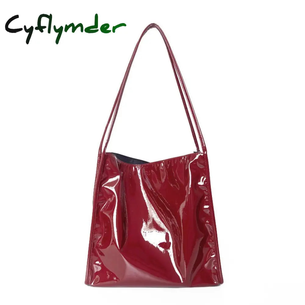 Cyflymder Fashion Patent Leather Women Shoulder Bags Vintage Female Casual Tote Handbags Large