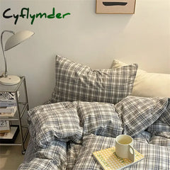 Cyflymder Fashion Plaid Bedding Set 100% Cotton Duvet Cover Set Home Textiles Nordic Bed Sheet Queen King Quilt Cover