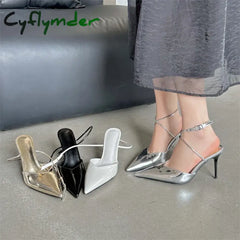 Cyflymder Fashion Pointed Toe Pumps Woman Sandals Elegant Buckle Strap Thin Low Heels Slingbacks Wedding Spring Female