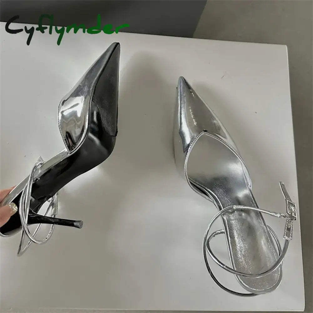 Cyflymder Fashion Pointed Toe Pumps Woman Sandals Elegant Buckle Strap Thin Low Heels Slingbacks Wedding Spring Female