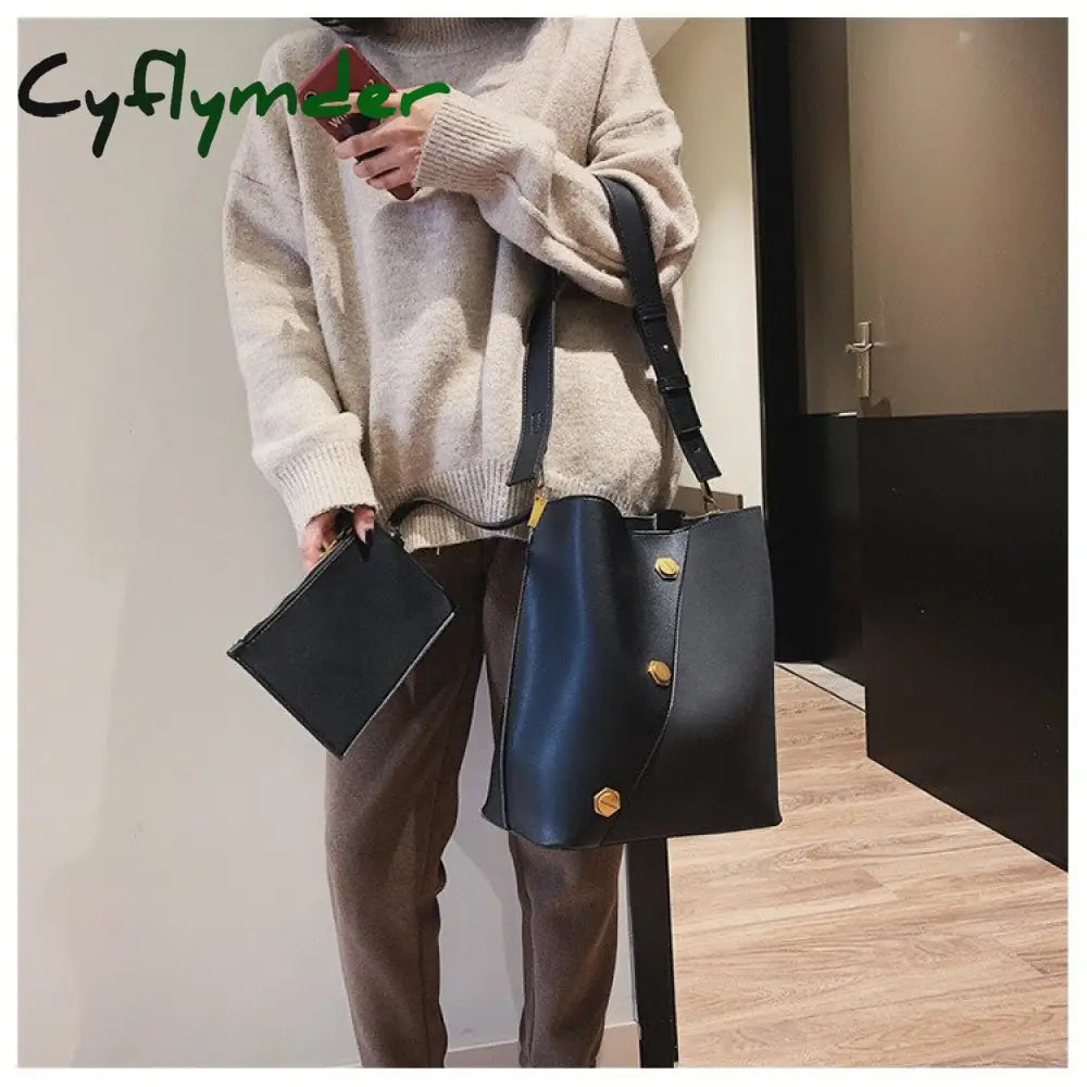 Cyflymder Fashion Pu Leather Bucket Bag Women Shoulder Bags Women’s Handbag Women Crossbody