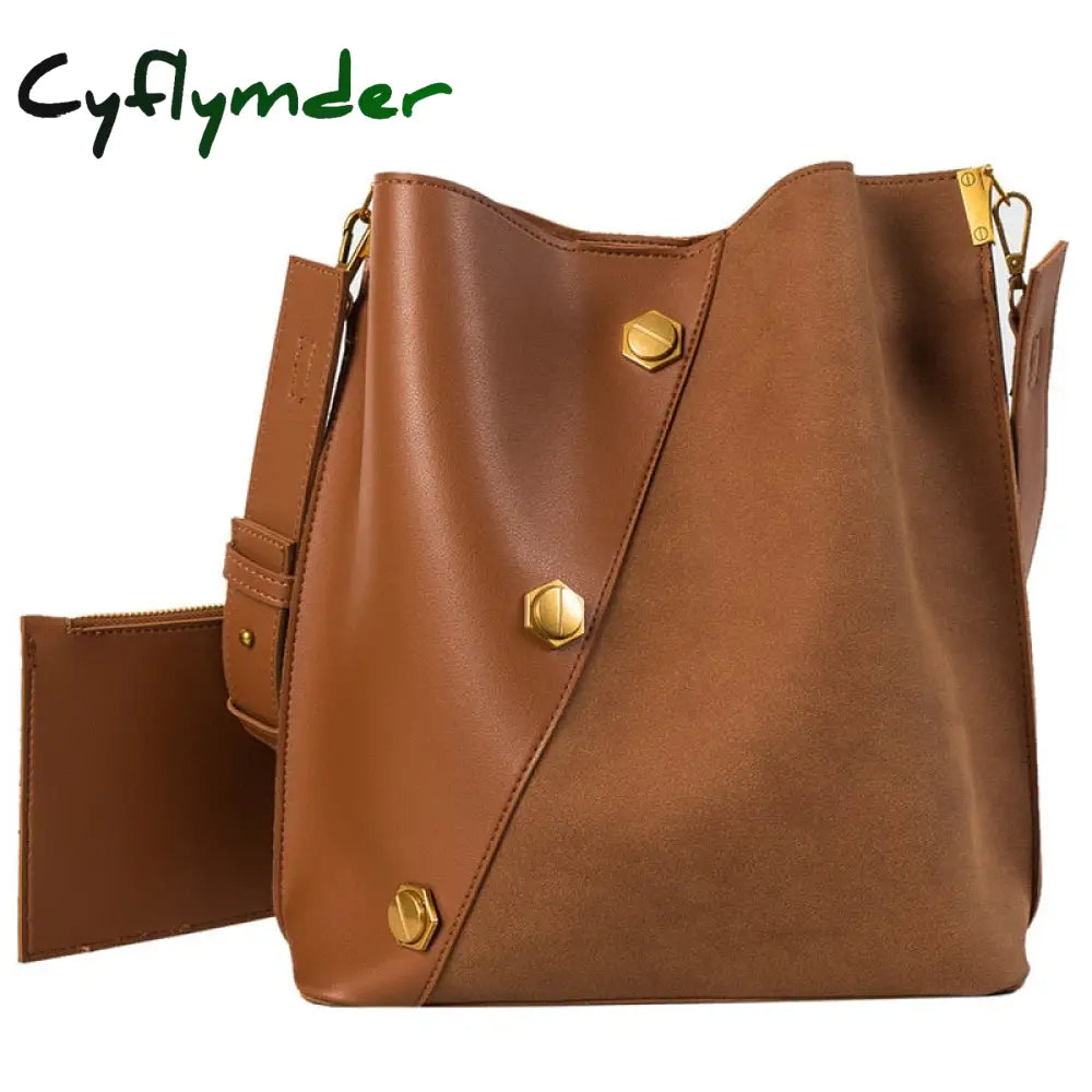 Cyflymder Fashion Pu Leather Bucket Bag Women Shoulder Bags Women’s Handbag Women Crossbody