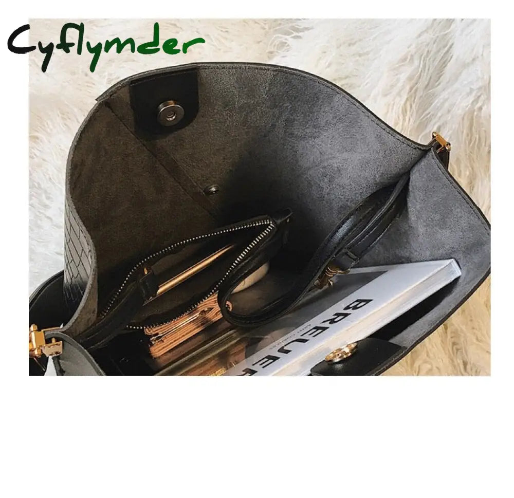 Cyflymder Fashion Pu Leather Bucket Bag Women Shoulder Bags Women’s Handbag Women Crossbody