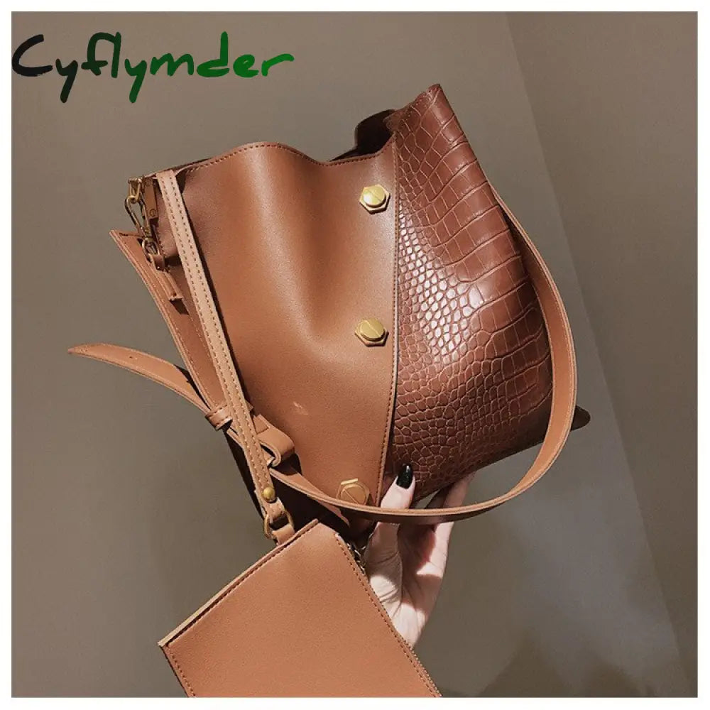 Cyflymder Fashion Pu Leather Bucket Bag Women Shoulder Bags Women’s Handbag Women Crossbody