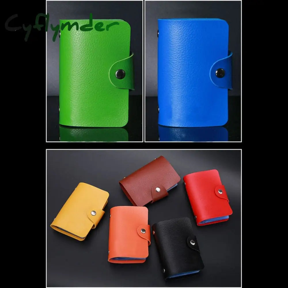 Cyflymder Fashion Pu Leather Business Card Holder Organizer Hasp Men Women Bank Credit Bag Id Wallet