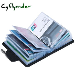 Cyflymder Fashion Pu Leather Business Card Holder Organizer Hasp Men Women Bank Credit Bag Id Wallet