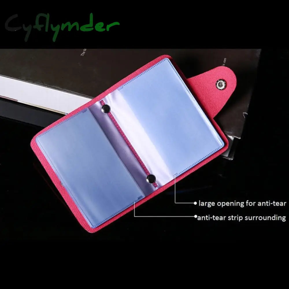 Cyflymder Fashion Pu Leather Business Card Holder Organizer Hasp Men Women Bank Credit Bag Id Wallet