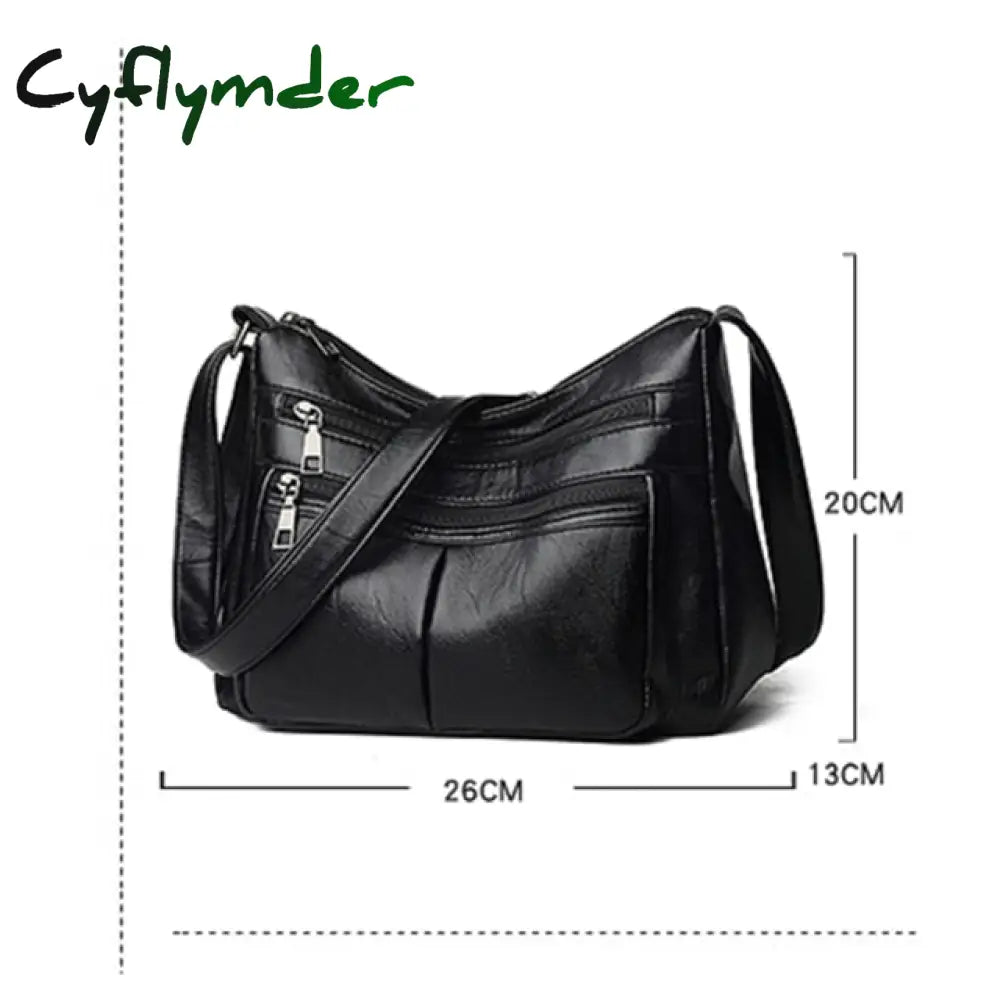 Cyflymder Fashion Pu Leather Shoulder Bag Portable Elegant Women Large Capacity Mother Daily Square