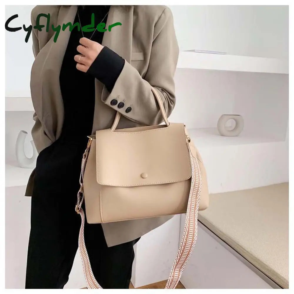 Cyflymder Fashion Pu Leather Women Handbag High Capacity Winter Solid Color Female Shoulder