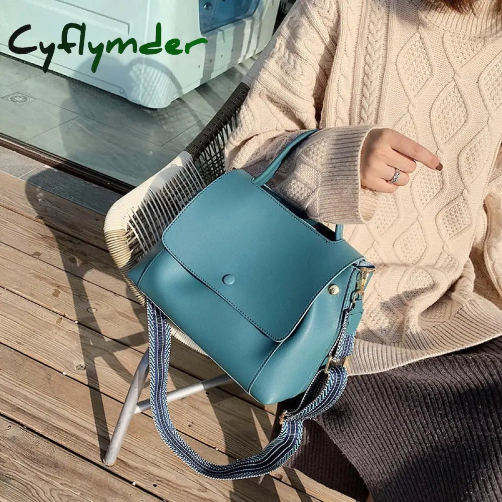 Cyflymder Fashion Pu Leather Women Handbag High Capacity Winter Solid Color Female Shoulder