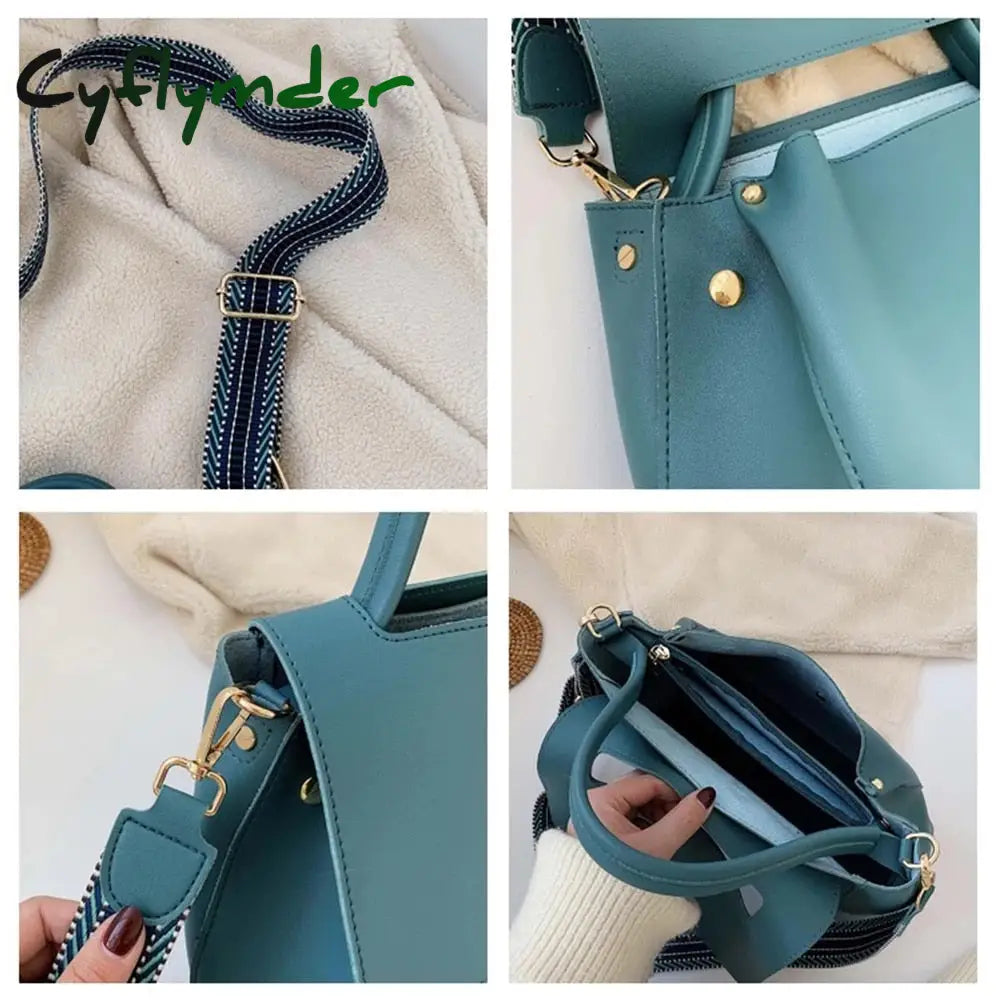 Cyflymder Fashion Pu Leather Women Handbag High Capacity Winter Solid Color Female Shoulder