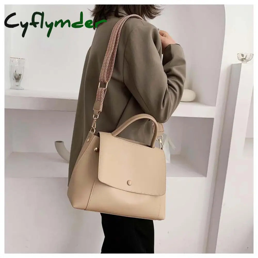 Cyflymder Fashion Pu Leather Women Handbag High Capacity Winter Solid Color Female Shoulder