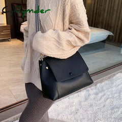 Cyflymder Fashion Pu Leather Women Handbag High Capacity Winter Solid Color Female Shoulder