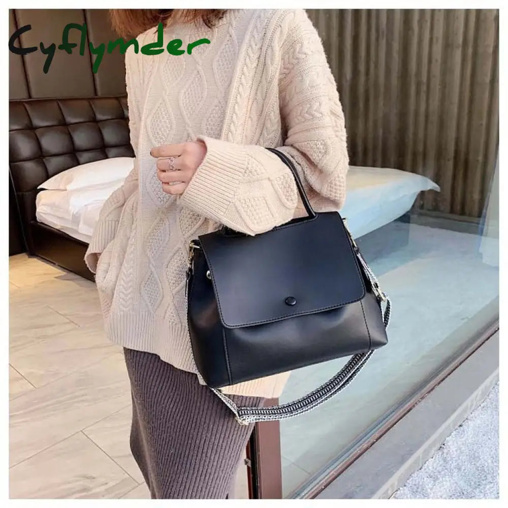 Cyflymder Fashion Pu Leather Women Handbag High Capacity Winter Solid Color Female Shoulder