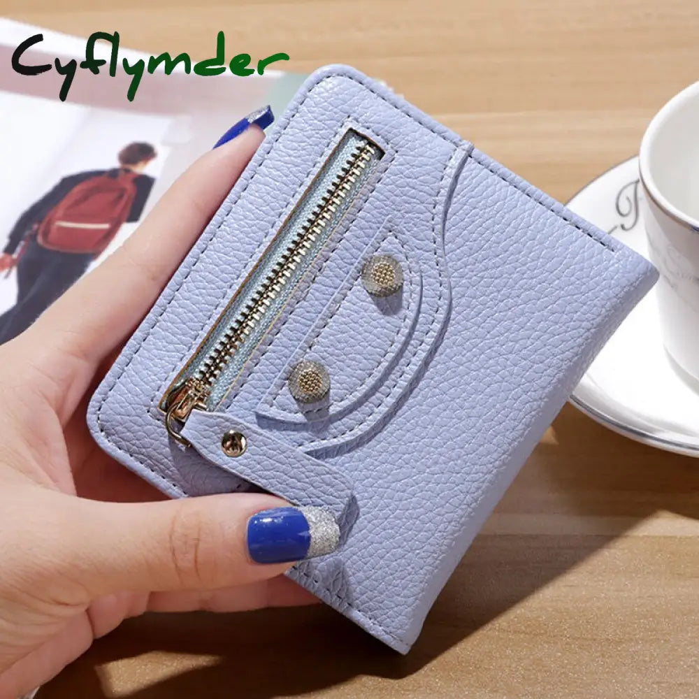 Cyflymder Fashion Pu Leather Women Short Wallets Multiple Credit Card Holders Hasp Zipper Coin