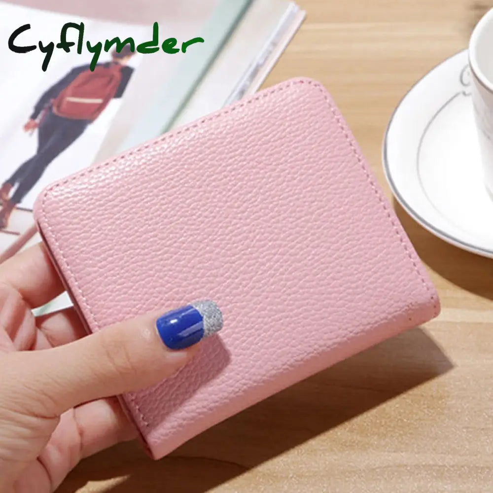 Cyflymder Fashion Pu Leather Women Short Wallets Multiple Credit Card Holders Hasp Zipper Coin