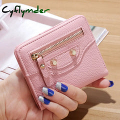 Cyflymder Fashion Pu Leather Women Short Wallets Multiple Credit Card Holders Hasp Zipper Coin