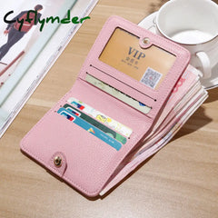 Cyflymder Fashion Pu Leather Women Short Wallets Multiple Credit Card Holders Hasp Zipper Coin