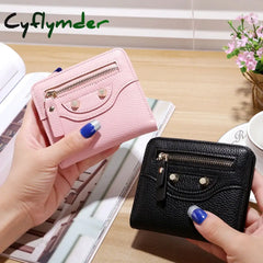 Cyflymder Fashion Pu Leather Women Short Wallets Multiple Credit Card Holders Hasp Zipper Coin