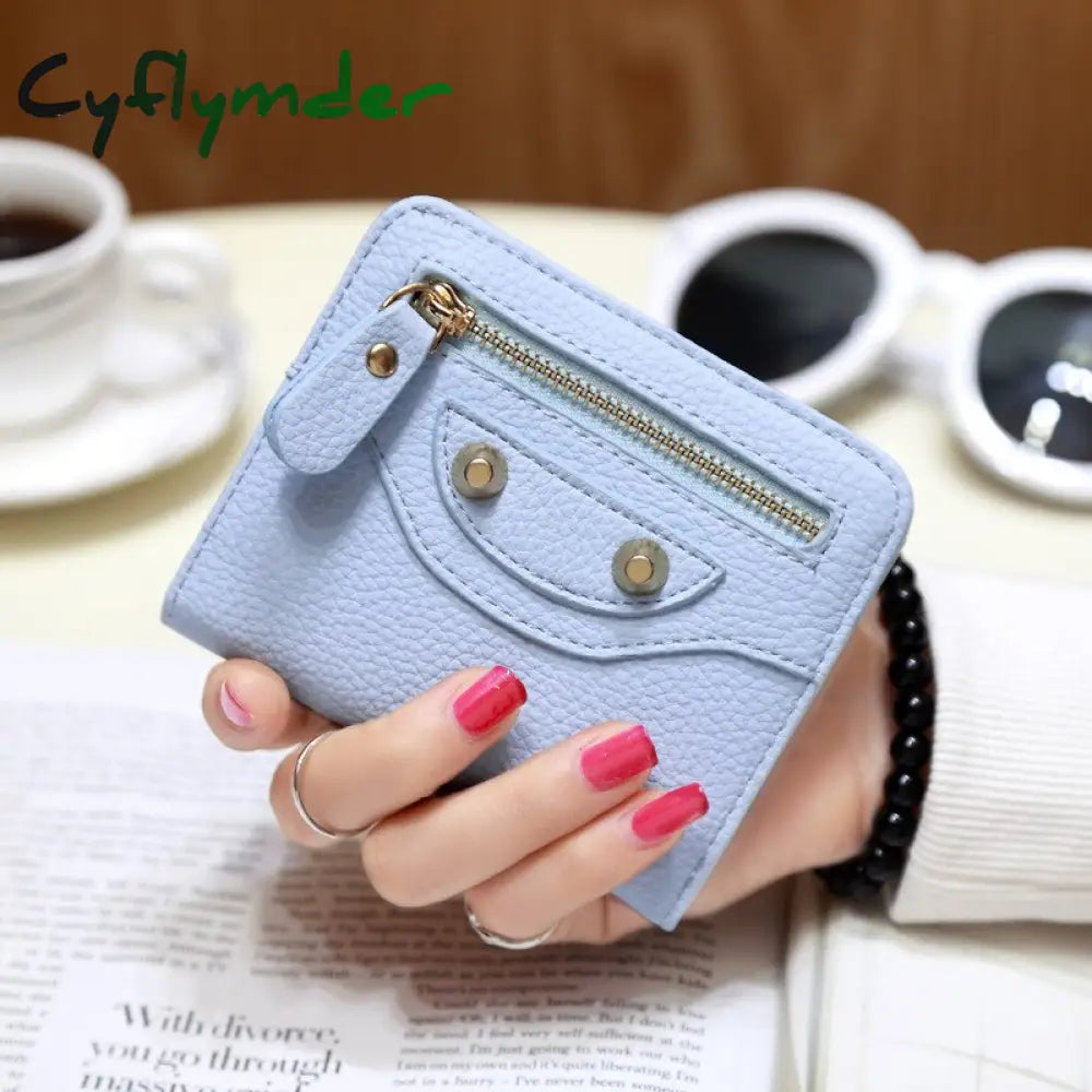 Cyflymder Fashion Pu Leather Women Short Wallets Multiple Credit Card Holders Hasp Zipper Coin