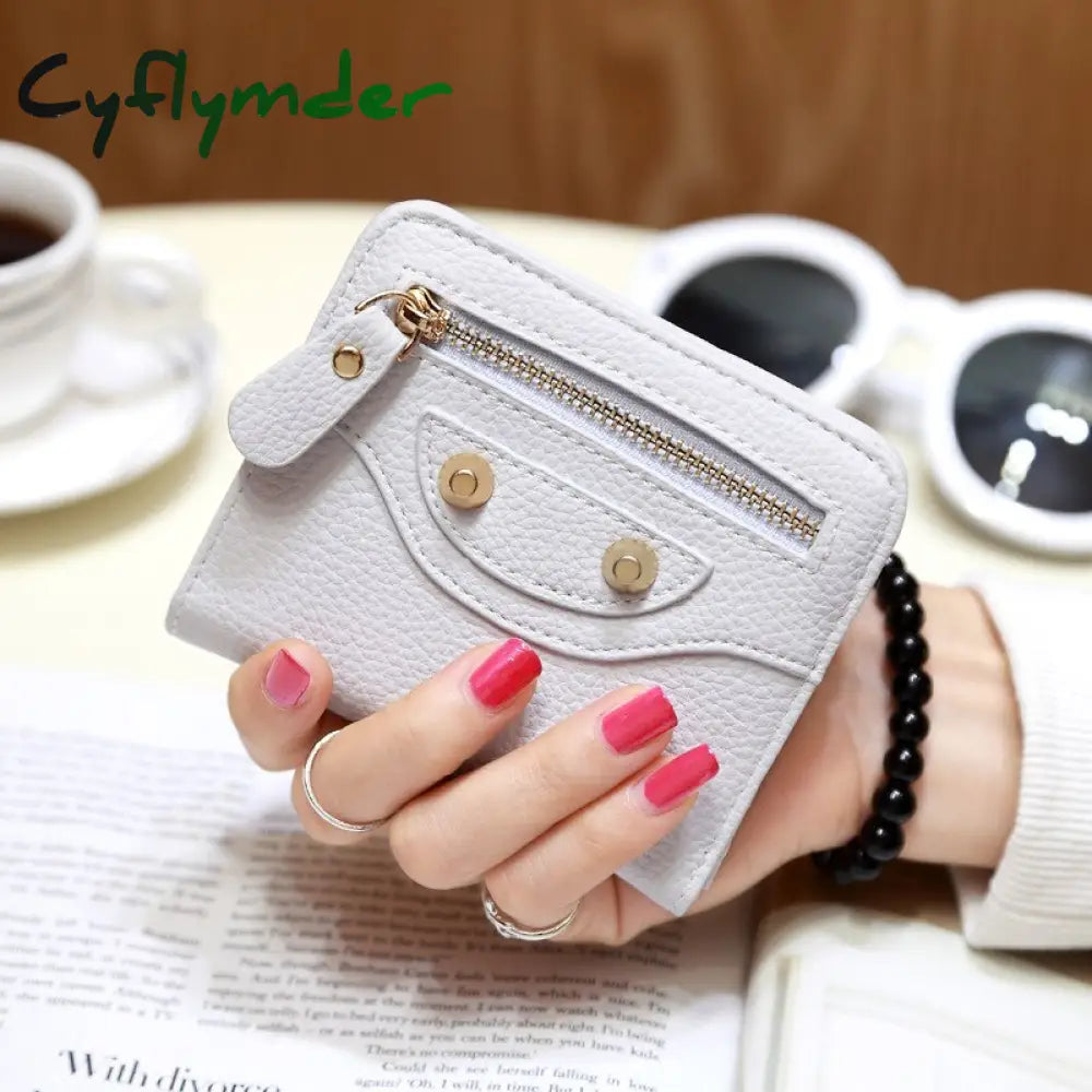 Cyflymder Fashion Pu Leather Women Short Wallets Multiple Credit Card Holders Hasp Zipper Coin