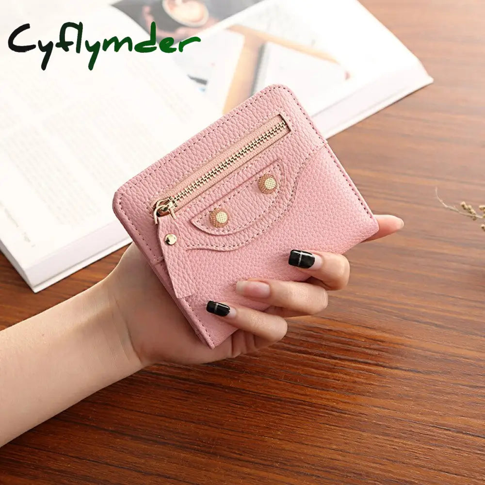 Cyflymder Fashion Pu Leather Women Short Wallets Multiple Credit Card Holders Hasp Zipper Coin