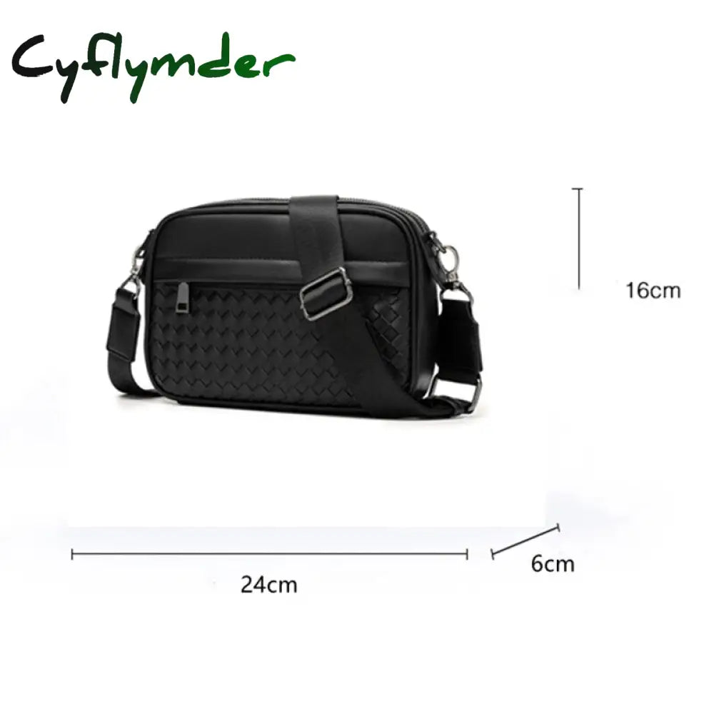 Cyflymder Fashion Pu Leather Woven Backpack For Men Luxury Business Laptop Bag Mens Zipper Travel